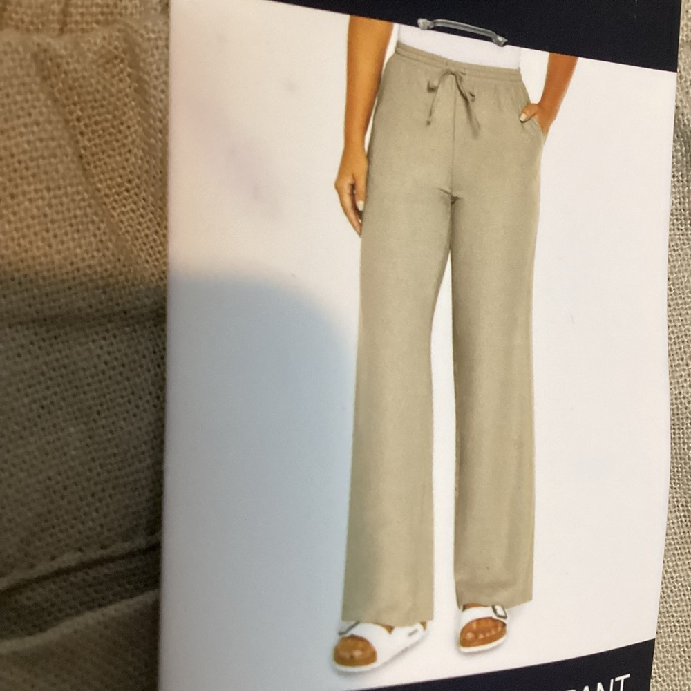 GAP Womens Linen Blend Wide Leg Pull On Pants